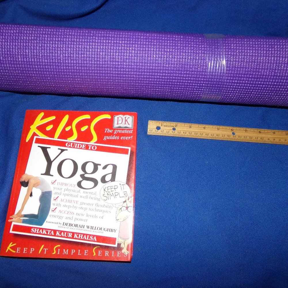 DK Keep It Simple Series (KISS) Yoga Book & New Purple 5 mm Yoga Mat